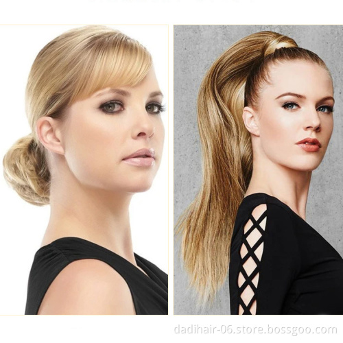heat resistant fiber wrap around 24inch 60cm Hair pieces straight Ponytail Customized Brand synthetic piano color